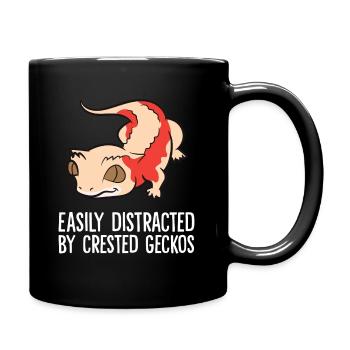 Crested Gecko Lover Easily Distracted By Crested - Full Color Mug - black - Right