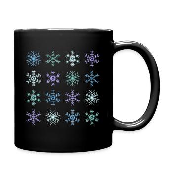 Cute Modern Christmas Snowflakes Seamless Pattern - Full Color Mug - black - Right