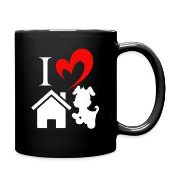 Love House Dog heart Valentines day Dog Loves Pet - Full Color Mug - black - Right