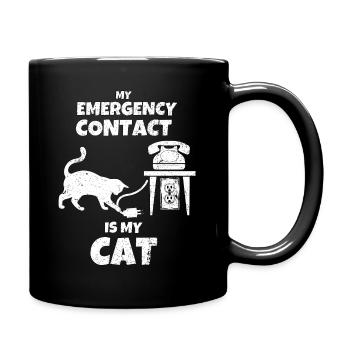 Forever Alone Introvert Cat Owner Emergency Call - Full Color Mug - black - Right
