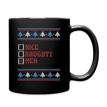 Nice Naughty Meh Funny Ugly Christmas Sweater - Full Color Mug - black - Right
