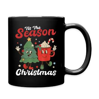 Tis The Season Christmas Tree Coffee Latte - Full Color Mug - black - Right