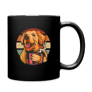 Golden retriever dog coffee - Full Color Mug - black - Right