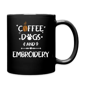 Coffee Dogs and Embroidery - Full Color Mug - black - Right