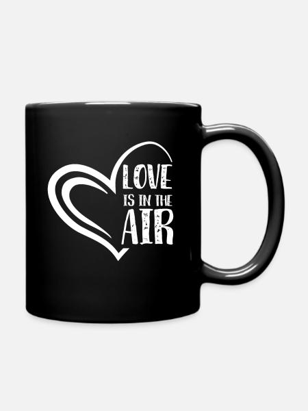 Love Is In The Air Romance Couple Valentine's Day - Full Color Mug - black