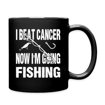 Cancer Survivor Fishing I Beat Cancer Now - Full Color Mug - black - Right