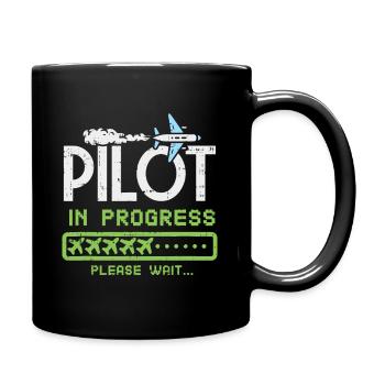 Kids Pilot In Progress, Future Pilot Toy Airplanea - Full Color Mug - black - Right