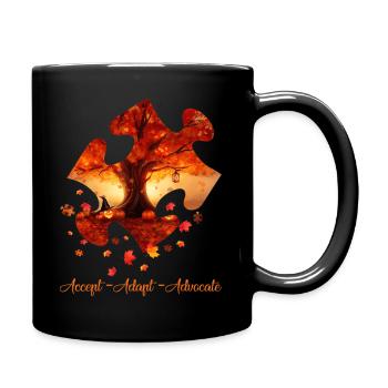 Accept Adapt Advocate Puzzle Pieces Pumpkin Autism - Full Color Mug - black - Right