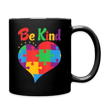 Be Kind Autism Puzzle Pieces Awareness Day Support - Full Color Mug - black - Right