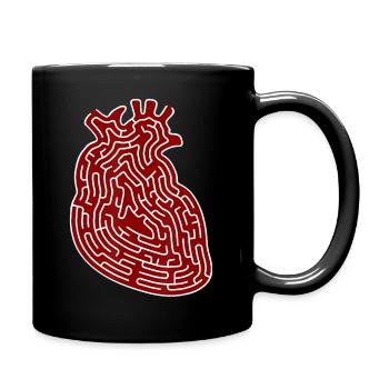 Funny Anatomical Red Heart Organ Maze for Valentin - Full Color Mug - black - Right