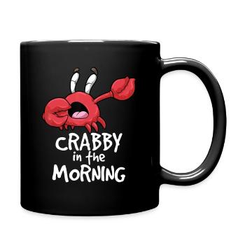 Crabby In The Morning Funny Sleepy Crab Pajama Nig - Full Color Mug - black - Right