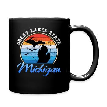 Michigan The Great Lakes State - Full Color Mug - black - Right