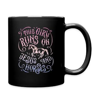This Girl Runs On Jesus And Horses Horse Riding Eq - Full Color Mug - black - Right