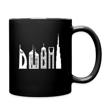 Dubai idea skyline souvenir famous buildings typog - Full Color Mug - black - Right