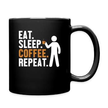 Eat Sleep Coffee Repeat Latte Art Barista Queen - Full Color Mug - black - Right