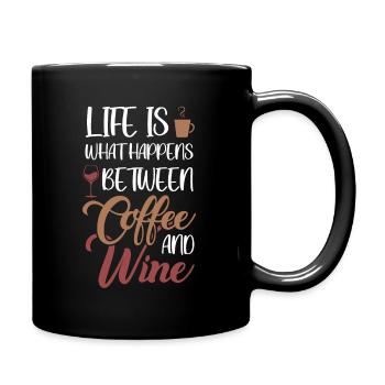 Life is between Coffee and Wine Latte Art Barista - Full Color Mug - black - Right