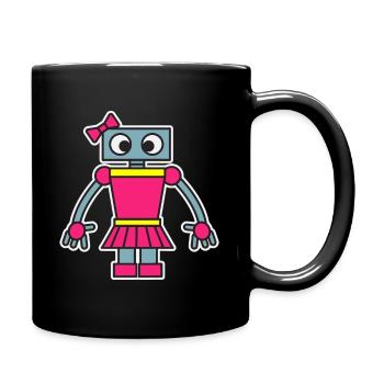 Robot Girl Fun Cute Dress Girly Robots Robotics En - Full Color Mug - black - Right