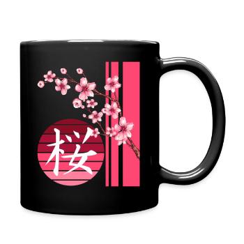 Sakura Flowers Spring Cherry Blossoms Japanese Kan - Full Color Mug - black - Right
