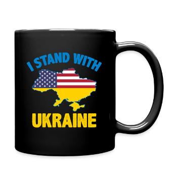I Stand With Ukraine Map American Flag Us Support - Full Color Mug - black - Right