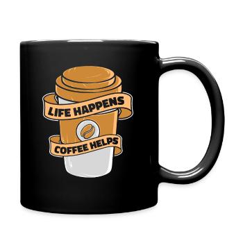 Life Happens Coffee Helps Queen Latte Art Barista - Full Color Mug - black - Right