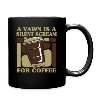 Yawn Is A Silent Scream For Coffee Queen Latte - Full Color Mug - black - Right