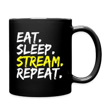 Eat Sleep Stream Repeat Saying Streamer - Full Color Mug - black - Right