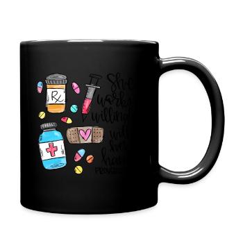 She Wor Willingly With Her Hands Pharmacy - Full Color Mug - black - Right