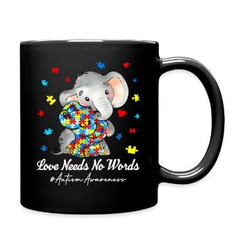 Elephant Puzzle Piece Autism Awareness Love Needs - Full Color Mug - black - Right