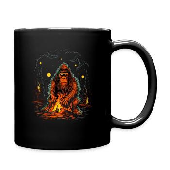 Camping Camper Bigfoot Campfire Pine Tree - Full Color Mug - black - Right