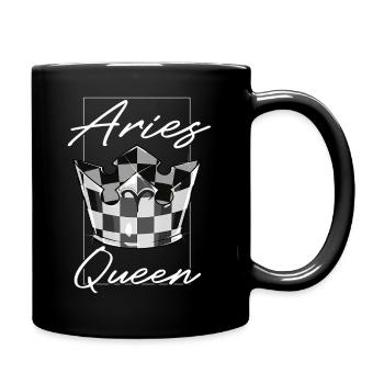 Aries Queen Zodiac Sign With Checkerboard Pattern - Full Color Mug - black - Right