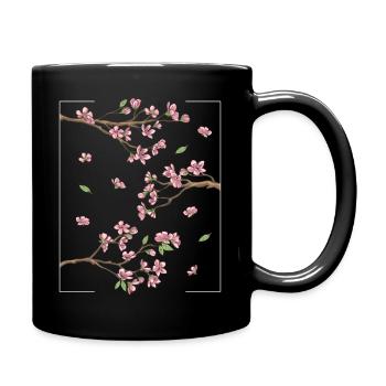 Aesthetic Japanese Style Cherry Blossom Tree Sakur - Full Color Mug - black - Right