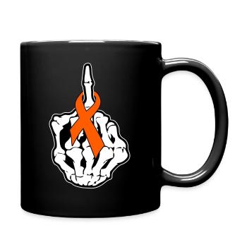 Fuck Kidney Cancer Awareness Middle Finger Orange - Full Color Mug - black - Right