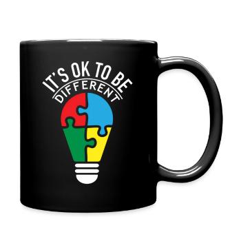 Colorful Puzzle Pieces Autism Awareness Different - Full Color Mug - black - Right