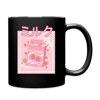 90S Japanese aii Strawberry Milk Shake Carton - Full Color Mug - black - Right