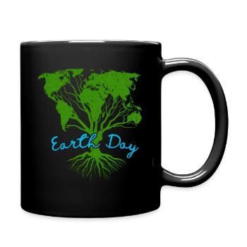Earth Day World Map Tree - Full Color Mug - black - Right