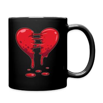 Dripping Broken Heart Halloween Love - Full Color Mug - black - Right