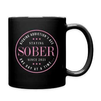 Sober Since 2021 1 Year Sobriety Recovery Quote Fo - Full Color Mug - black - Right