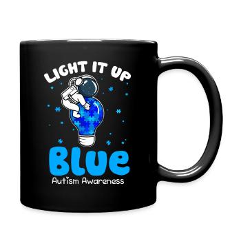 Light It Up Blue Puzzle Piece Autism Awareness - Full Color Mug - black - Right