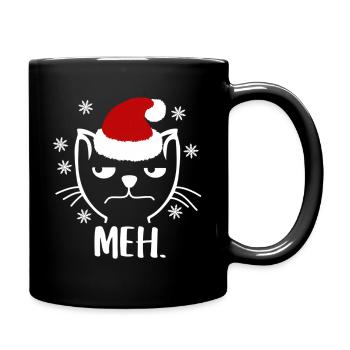 Grumpy Merry Catmas Cat Meh Santa Claus Cats - Full Color Mug - black - Right
