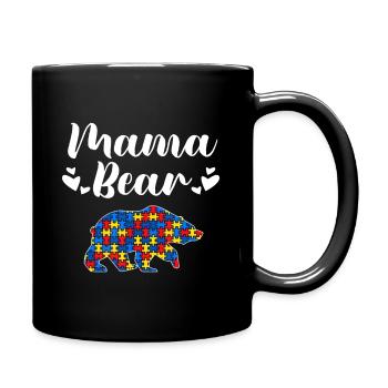 Autism Awareness Mama Bear Puzzle Piece Autistic - Full Color Mug - black - Right