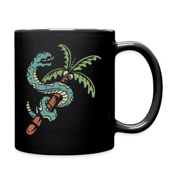 Snake and Coconut Tree - Full Color Mug - black - Right