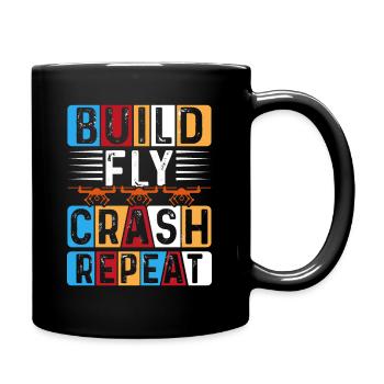 Build Fly Crash Repeat - Full Color Mug - black - Right
