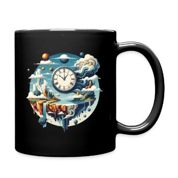 Surreal collage with clock and floating islands - Full Color Mug - black - Right