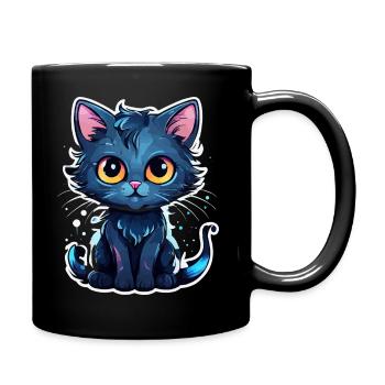 blue cat - Full Color Mug - black - Right