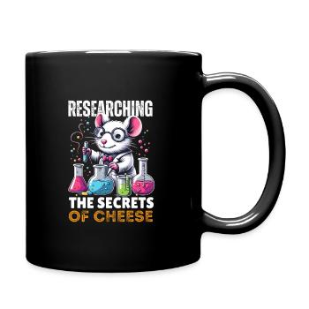 Funny scientist rat searching for cheese secret - Full Color Mug - black - Right