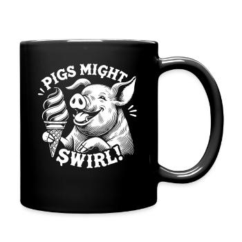 Pig Eating Ice Cream - Full Color Mug - black - Right