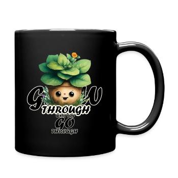 grow through what you go through smiling plant - Full Color Mug - black - Right