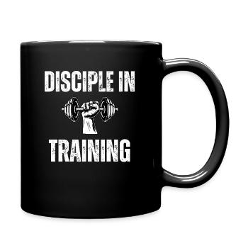 Disciple in training dumbbell Christian - Full Color Mug - black - Right