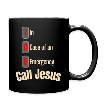 ICE In Case of an emergency call Jesus - Full Color Mug - black - Right