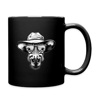 Zebra Face with Bucket Hat - Full Color Mug - black - Right